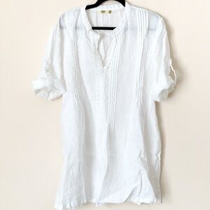Dolma white linen pintuck coverup dress